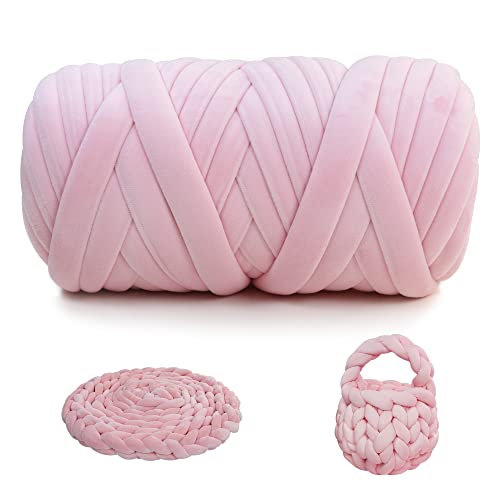 Chunky Yarn for Arm Knitting, guofa 2.2LBS Soft Fleece Yarn for Throw Blanket Pillow, Hand Knitting Bag, Cat Bed and DIY Home Decorations - color: Pink, size: 37 Yards