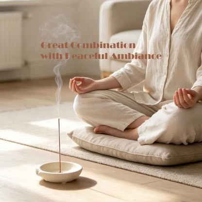 Incense Holder for Sticks Cones Tealight Candles Bricks Sage Palo Santo Multifunctional Incense Burner Bowl with Brass Holders Ceramic Incense Stick Holder with Ash Catcher - size: 4'' Ceramic Bowl & Holders