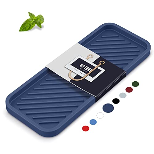 Silicone Sponge Holder, Kitchen Sink Organizer Tray（Sapphire Blue） | Sponge Caddy for Bathroom Counter, Dish Soap Holder, Scouring Pad Holder - color: H-sa, size: 9.3x3.6inch