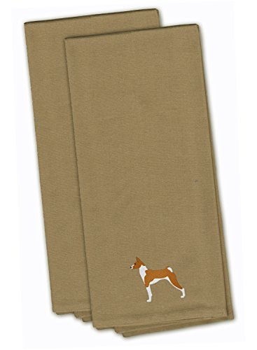 Caroline's Treasures BB3474TNTWE Basenji Tan Embroidered Towel Set of 2 Decorative Bathroom Guest Hand Towel for Hand, Face, Tea, Dishcloth, 19 X 25, Tan - color: Tan, style: Basenji