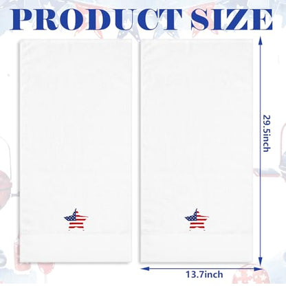 JarThenaAMCS 2Pcs Patriotic Hand Towels 4th of July Embroidered American Flag Star Cotton Bathroom Towel Independence Day 250th Anniversary Dish Towel for Drying Cleaning Cooking