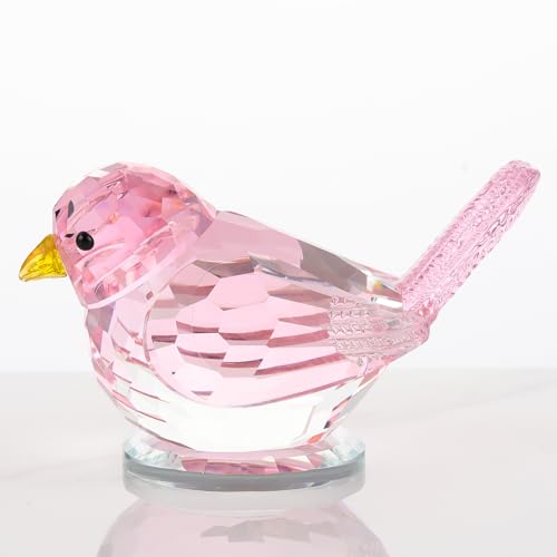 Arikyrist Hand Blown Glass Pink Bird Gifts for Women Birds Decor for Home | Crystal Bird Paperweights for Bird Lovers, Collectible Animals Figurine, Bird Decor for Desk Table, on Christmas Birthday - color: Pink