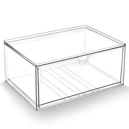 Prsildan Acrylic Makeup Organizer Stackable Clear Storage Drawers for Baby Bottles Desk Organizers for Countertop Vanity Nursery Adjustable Modular System for Cosmetics Jewelry - size: Stackable-1 Drawer