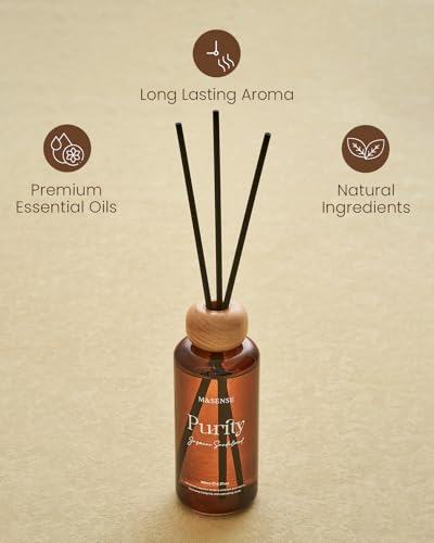 M&SENSE Reed Diffuser, Jasmine Sandalwood, 6.3 oz Natural Essential Oil | Non-Toxic Organic, Long-Lasting Fragrance, Ideal for Living Room, Bedroom, Gifts for Women - color: Jasmine Sandalwood