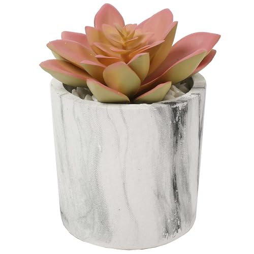 4.75" Set of Assorted Succulent Artificial Plants w/Fake Marble Pots -Green/Burgundy