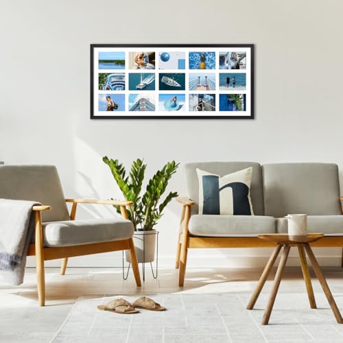 MEBRUDY 4x6 Collage Picture Frames with 15 Openings, 1 Pack Black Multi Photo Frames Display 4 x 6 Pictures with Mat for Wall Mounting, Aluminum Material - style: Regularly Style-1 Pack