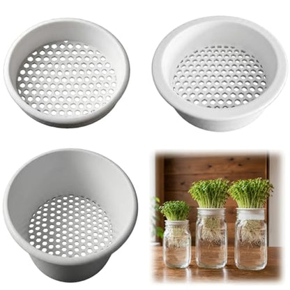 Honeycomb Sprouting Trays for Mason Jars, 3-Pack Seed Starter | Deep, medium, shallow depths, PLA material, soil-free use for beans, grains, herbs, kitchen counters