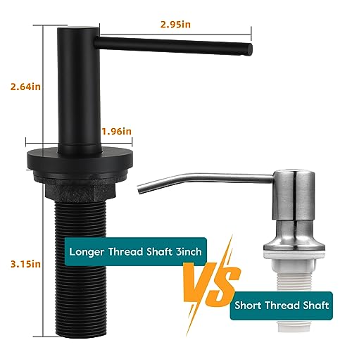 Upgraded Matte Black Soap Dispenser for Kitchen Sink, Stainless Steel Countertop Pump, Built in Sink Soap Dispenser with 47" Extension Tube kit - color: Matte Black