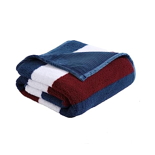 Nautica - Throw Blanket, Ultra Soft Plush Bedding Set, Reversible Sherpa Bedding (Wilton Navy, 50" x 60") - color: Wilton Navy
