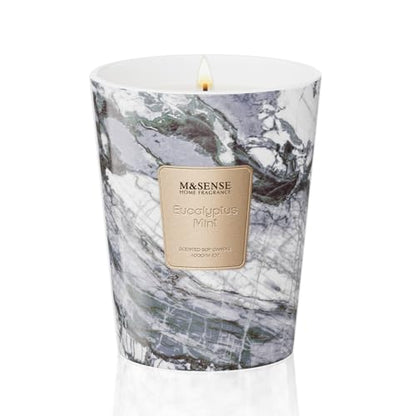 M&SENSE Eucalyptus Mint Scented Soy Candle, 3 Wick Highly Scented 14.1 Oz 75H, Aromatherapy Christmas Gift for Women and Men - color: EucalyptusMint, size: Medium