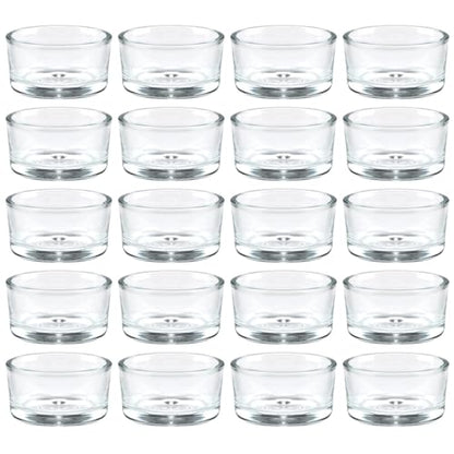 36 Pack Clear Glass Tealight Candle Holders for 1.5" Tealights | 1.8" wide x 1" high size; smooth glow; bulk decor for wedding centerpieces, party tables, romantic dinners & DIY
