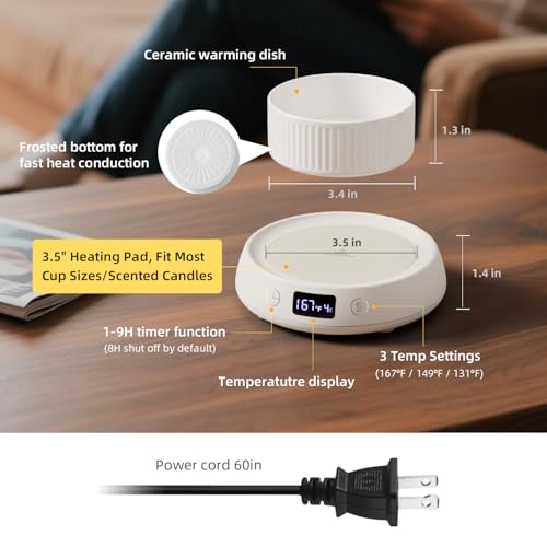 Coffee Mug Warmer for Desk Timer Candle Warmer Lamp Scented Wax Melt Melter | Smart Heated Electric Tea Coffee Cup Candle Wax Melter Warmer Plate for Home Office, 1-9H Auto Shut Off, Coffee Lover Gifts