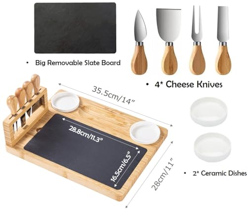 Charcuterie Board Gift Set with Large Embedded Removable Slate Serving Tray House Warming Gift New Home, Wedding Gifts for Couple, Bridal Shower Gift (Lightweight Charcuterie Board) - size: Lightweight Charcuterie Board