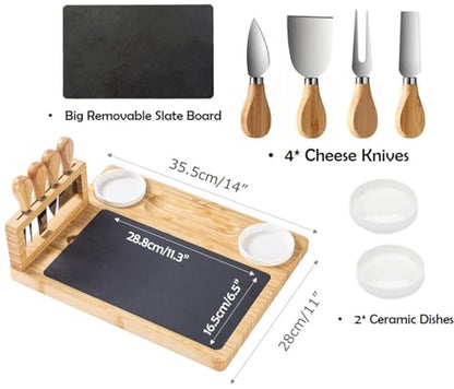 Charcuterie Board Gift Set with Large Embedded Removable Slate Serving Tray House Warming Gift New Home, Wedding Gifts for Couple, Bridal Shower Gift (Lightweight Charcuterie Board) - size: Lightweight Charcuterie Board