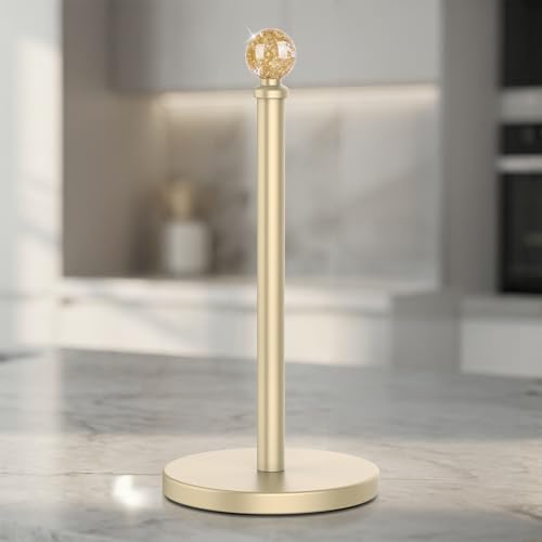 Gold Paper Towel Holder Countertop, Unique Gold Ball Decor,Brass Paper Towel Holder for Kitchen - Sturdy, Durable, and Elegant Home Decor for Kitchen - color: Gold