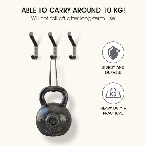 GlazieVault Coat Hooks Wall – Door Hooks (10 Pack) - Heavy Duty Wall Mounted - Premium Design Rust Free Hooks - style: Flat Hooks Black P-10