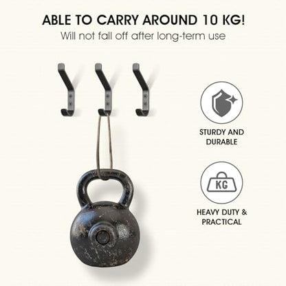 GlazieVault Coat Hooks Wall – Door Hooks (10 Pack) - Heavy Duty Wall Mounted - Premium Design Rust Free Hooks - style: Flat Hooks Black P-10