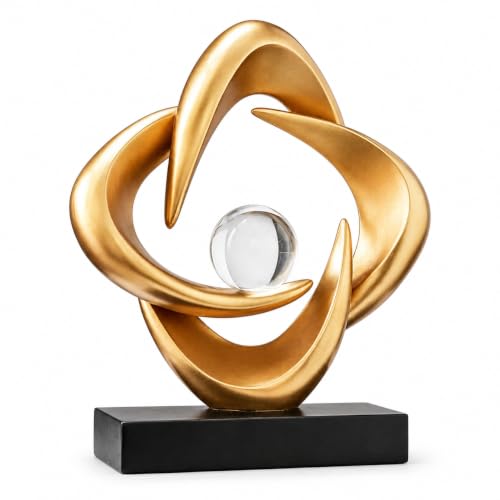 AWNR Modern Sculptures Living Room Shelf Decor Home Décor Accents | Gold Abstract Art Accessories Decoration for Coffee Table Entryway Console Office Desk Nightstand Shelves Housewarming Gift - color: Gold A-a