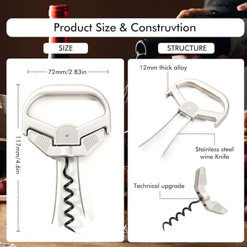 Ah So Wine Opener Set with Foil Cutter, Corkscrew for Old Wines | Two-Prong Cork Remover, Stainless Steel Wine Bottle Opener Gift Set for Wine Lovers