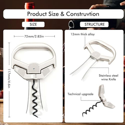 Ah So Wine Opener Set with Foil Cutter, Corkscrew for Old Wines | Two-Prong Cork Remover, Stainless Steel Wine Bottle Opener Gift Set for Wine Lovers