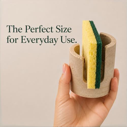 Travertine Sponge Holder, High-Low Airflow Stone Sink Caddy