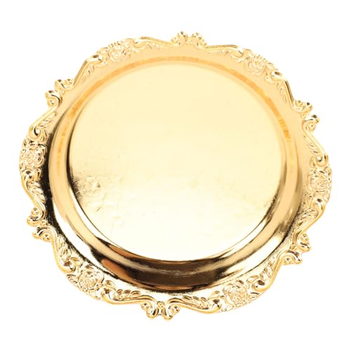 Yosoo Health Gear Appetizer Plate Metal Set Handcrafted Zinc Alloy Decorative Gold Plates Exquisite Design for Serving Appetizers and Snacks at Gatherings Parties Gift Idea