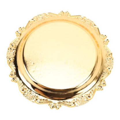 Yosoo Health Gear Appetizer Plate Metal Set Handcrafted Zinc Alloy Decorative Gold Plates Exquisite Design for Serving Appetizers and Snacks at Gatherings Parties Gift Idea
