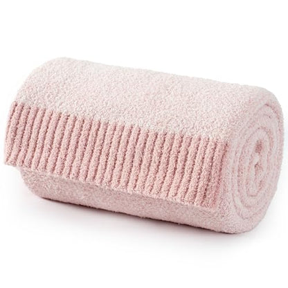 Carriediosa Heather Throw Blanket 60x80, 400GSM Ultra Soft Microfiber | Dusty Pink, Fuzzy Fluffy Cozy Plush Knit Knitted Throws, Lightweight Cute Preppy Fall Blankets for Couch, Bed - color: Heather - Dusty Pink, size: 60" X 80"
