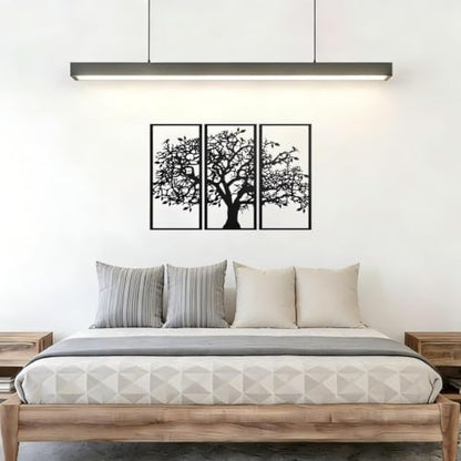 JBCHUCI Metal Tree of Life Wall Art Set of 3, Matte Black Home Decor | Laser-Cut Metal Wall Decor Set, Family Triptych Hanging for Living Room, Dining Room, Entryway, Office, Ideal Gift