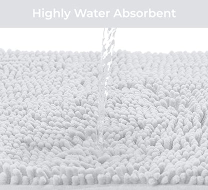 LuxUrux Bathroom Rugs Sets 2 Piece: Quick Dry, Soft Plush Anti-Slip, Super Absorbent. Includes Rectangular (31x20 inches) & U-Shaped Toilet Mat (20x20 inches) | White - color: White, size: 2 Piece Set