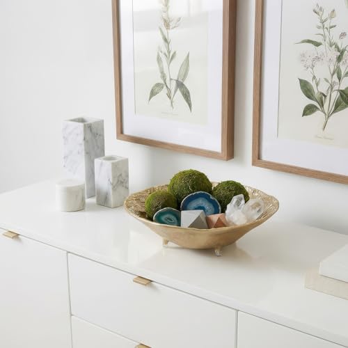 OBJET D'ART Emory Decorative Round Gold Bowl, Set of 2 | Accent Decor, Living Room, Ottoman, Coffee Table, Candles, Liquor, Centerpieces, Great for Entertaining and Everyday Use