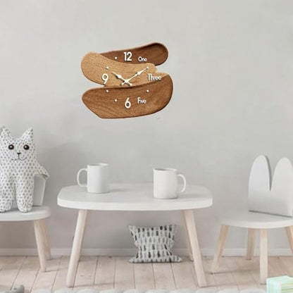 Wall Clock Silent Wood Easy Read Creative Gifts Nordic Wall Decor Ornament for Home Office Farmhouse Kids Room Living Room, Brown