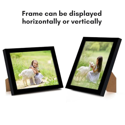 Americanflat 4x5 Picture Frame - Slim Molding - Black | Shatter-resistant glass, wall or tabletop display with included easel, triangle hangers included, secure turn-tab backing - color: Black, size: 4x5