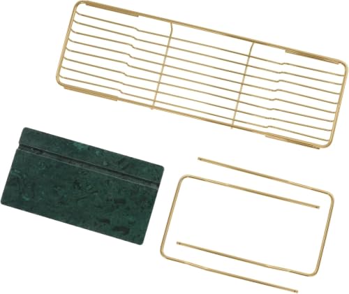Expandable Stainless Steel Bathtub Caddy Tray with White Marble Board, | Extra Wide Rustproof Shelf, Book Tablet & Wine Glass Stand For Luxury Home Spa(Gold+Green) - color: Gold+green