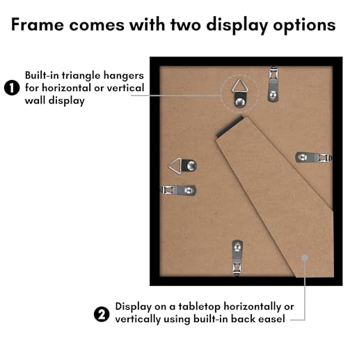 Americanflat 6.5x8 Picture Frame 2-Pack - Matted to 3.5x5 - Black | Slim Molding construction, Polished plexiglass front, wall or tabletop display with included easel, triangle hangers included - color: Black, size: 6.5x8