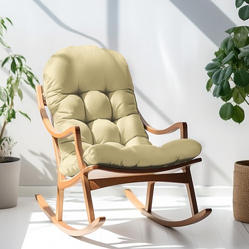 Adirondack Chair Cushion, Rocking Chair Cushion 44x19.4x4 inch, High Back Patio Cushions of Upper and Lower with Ties, Sunscreen and Fade-Resistant (Semolina, 2) - color: Semolina