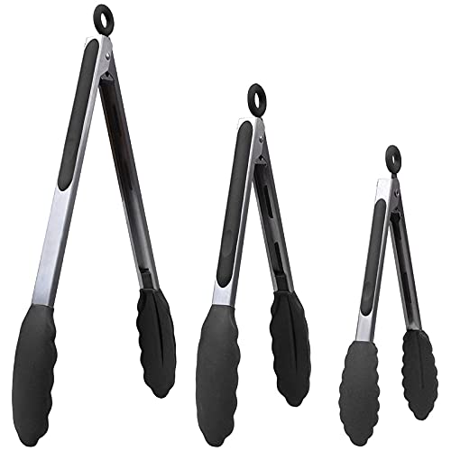 4-piece Silicone Spoon Spatulas + 3-piece Silicone Tongs Set