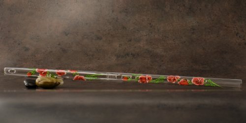Hall Crystal Flute 22215 - Offset Glass Flute in D - Rose/Green - color: Rose with Green