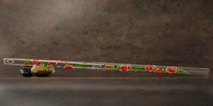 Hall Crystal Flute 22215 - Offset Glass Flute in D - Rose/Green - color: Rose with Green