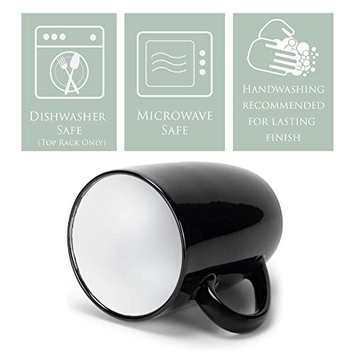 Elanze Designs Color Pop White Black Exterior 16 ounce Glossy Ceramic Mugs Matching Set of 4 - color: White