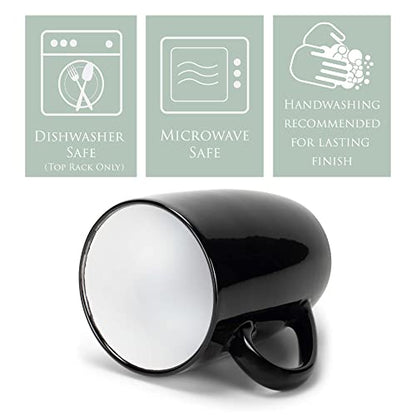 Elanze Designs Color Pop White Black Exterior 16 ounce Glossy Ceramic Mugs Matching Set of 4 - color: White