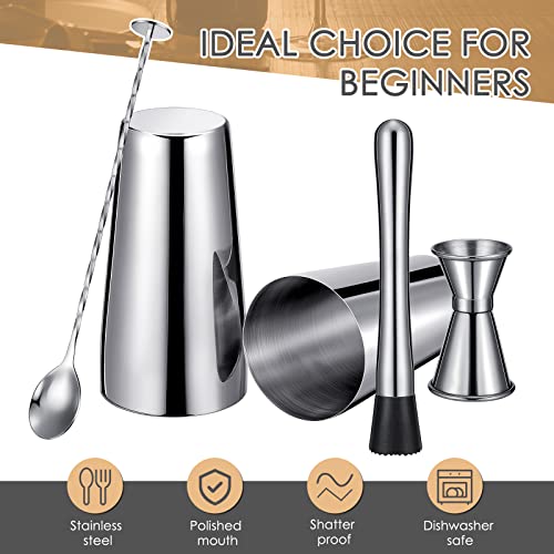Tessco for you Cocktail Shaker Set, 16 Pcs Stainless Steel Bar Set Including Boston Shaker, Muddler, Double Measuring Jigger, Mixing Spoon, Alcohol Accessories Tool for Home Bar, Gift for Beginner