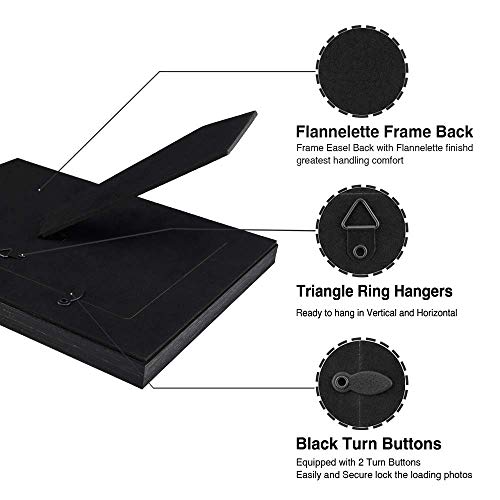 5x7 Picture Frames (3 Pack, Black Wood Grain) Rustic Photo Frame Set with High Definition Glass for Wall Mount & Table Top Display - color: Black, size: 5x7