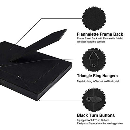 5x7 Picture Frames (3 Pack, Black Wood Grain) Rustic Photo Frame Set with High Definition Glass for Wall Mount & Table Top Display - color: Black, size: 5x7