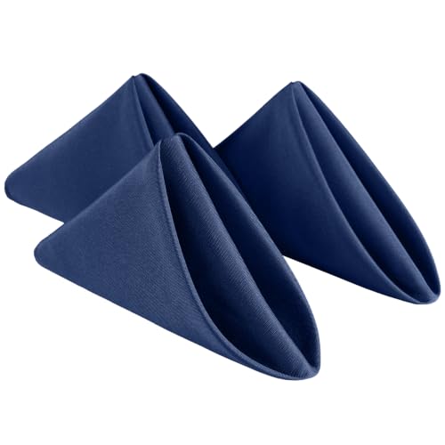 VidaFete Navy Blue Cloth Napkin, 17 x 17 Inch Polyester Napkins Set of 12 | Polyester Napkins Cloth Reusable & Wrinkle-Resistant Dinner Napkins for Weddings, Banquets, Parties, Hotels and Restaurants - color: Navy Blue, size: 17" x 17" (Set of 12)