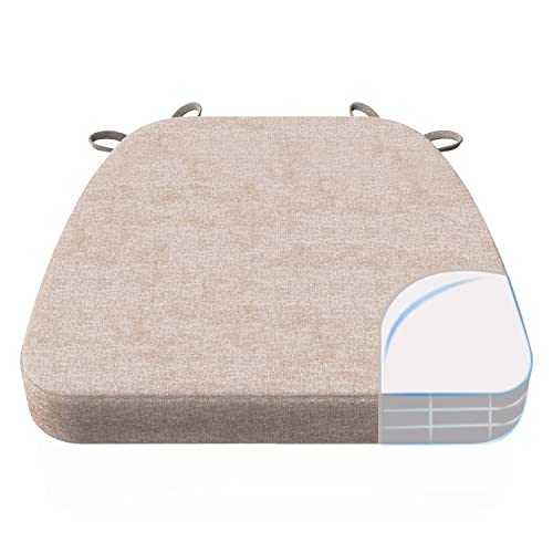 AAAAAcessories D-Shaped Chair Cushions, 2" Thick Dining Chair Pads with Ties and Removable, Machine-Washable Cover, 17" x 16", Oatmeal Beige - color: Oatmeal Beige, size: 1 Count(Pack of 1)