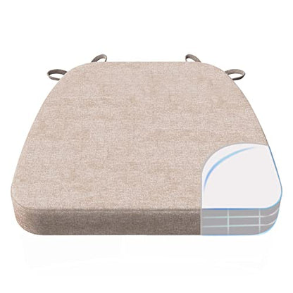 AAAAAcessories D-Shaped Chair Cushions, 2" Thick Dining Chair Pads with Ties and Removable, Machine-Washable Cover, 17" x 16", Oatmeal Beige - color: Oatmeal Beige, size: 1 Count(Pack of 1)