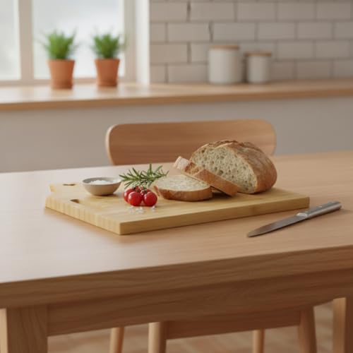 House Shaped Bamboo Cutting Board, Natural Wood Chopping Block with Hanging Hole for Kitchen Prep and Serving, 9.8 x 11 Inches (1 PC)