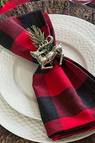 DII Buffalo Check Collection, Classic Farmhouse Cloth Napkin Set, 20x20, Red & Black, 6 Piece - color: Red & Black, size: 20" x 20" (Set of 6)