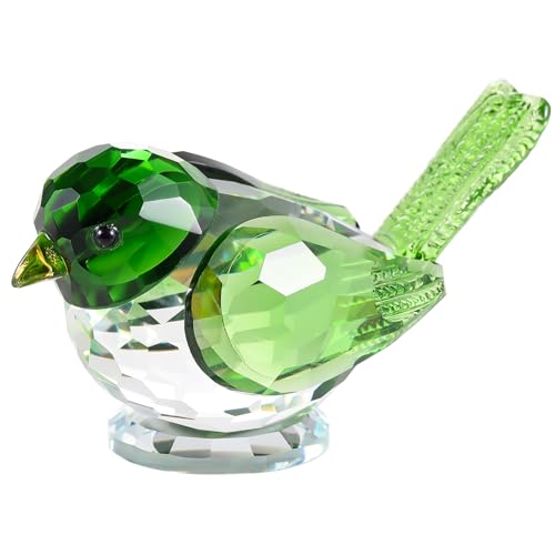 YWHL Green Crystal Bird Figurine, Handmade Bird Gifts for Birds Lovers Women Men, Art Glass Birds Animals Collectible Figurines for Desk Table Home Decoration - color: Green